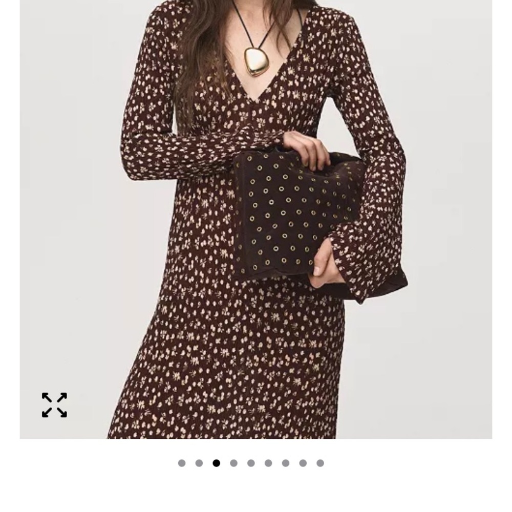 Mango Brown and Cream Patterned Dress